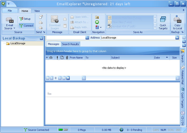 EmailExplorer 1.1 : Main window