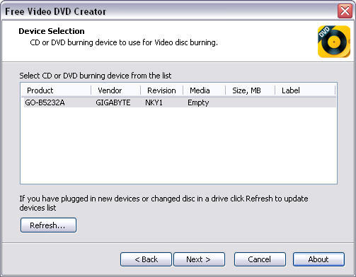 Free Video DVD Creator 6.2 : Main Window