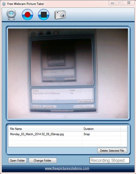 Free WebCam Picture Taker 1.0 : Main Window
