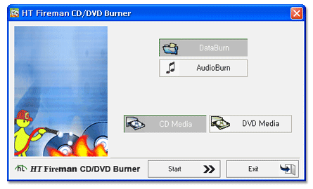 HT Fireman CD/DVD Burner 1.0 : Main Window