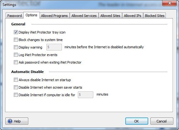 iNet Protector 4.3 : Settings Window