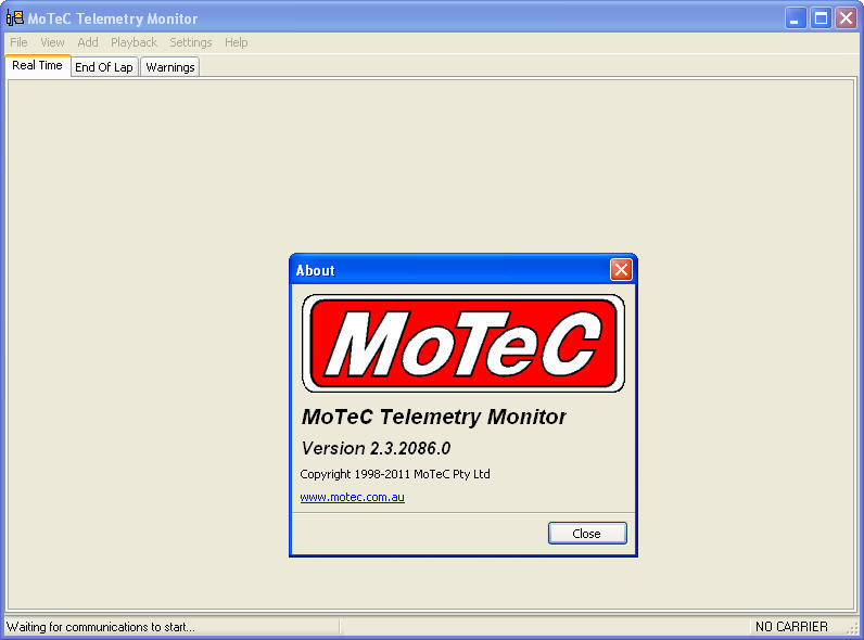 MoTeC Telemetry Monitor 2.3 beta : Main Window