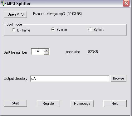 MP3 Splitter 3.1 : Split by Size