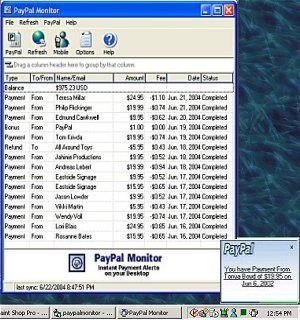 PayPal Monitor 2.0 : Main Window