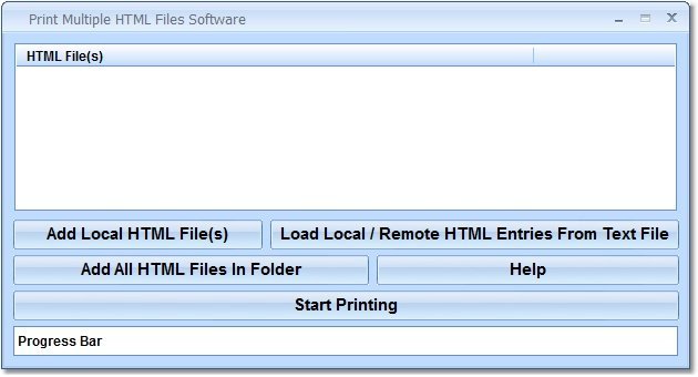 Print Multiple HTML Files Software 1.0 : User interface.