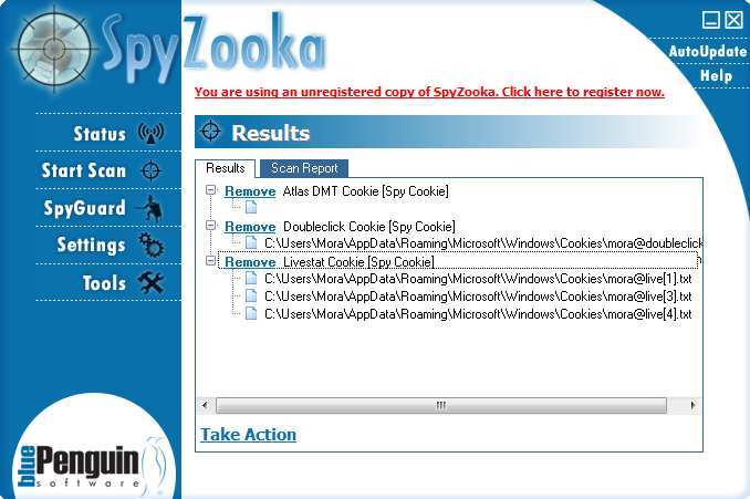 SpyZooka 2.5 : Scan Results.