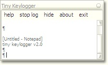 Tiny Keylogger 2.0 : main screen 1