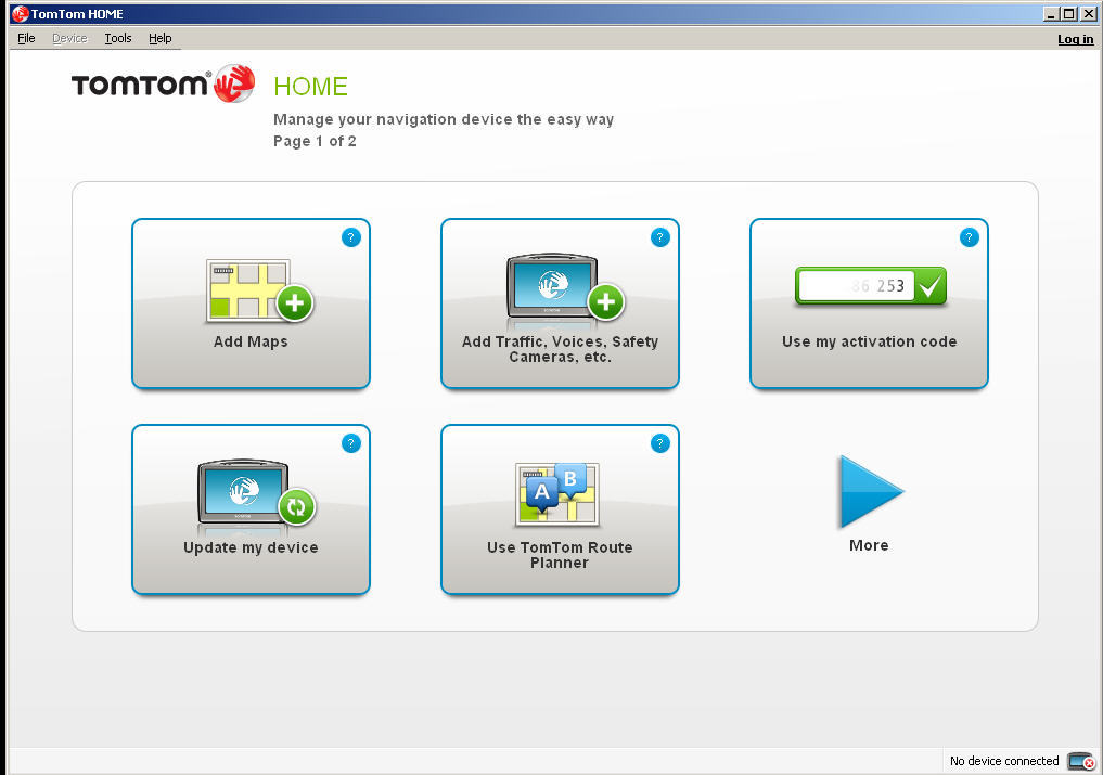 TomTom HOME 2.8 : Main View