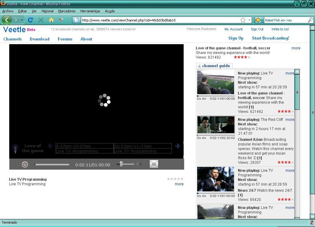 Veetle TV 0.9 beta : Once installed, your viewers can enjoy High Definition video.