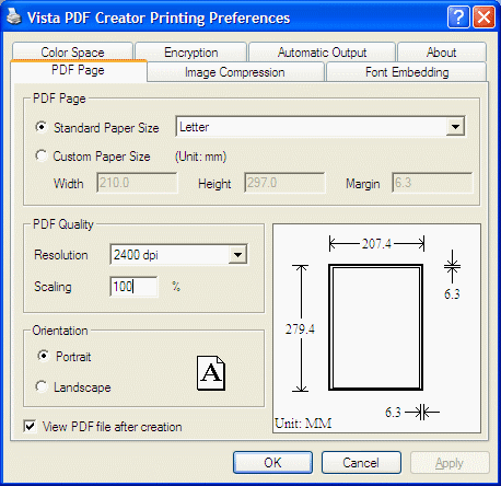 Vista PDF Creator 1.0 : Main Window