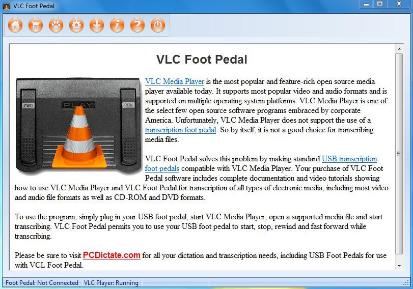 VLC Foot Pedal : Main View