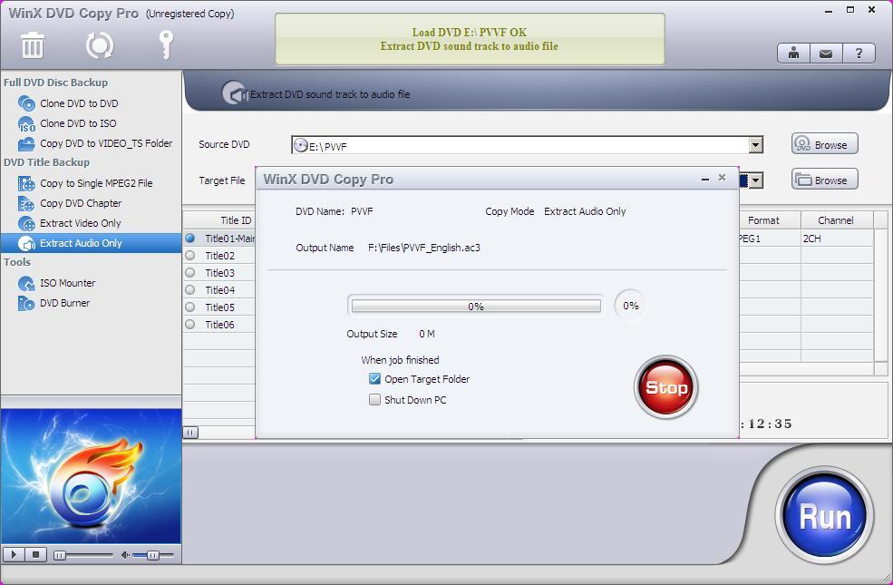 WinX DVD Copy Pro 3.4 : Audio Extraction