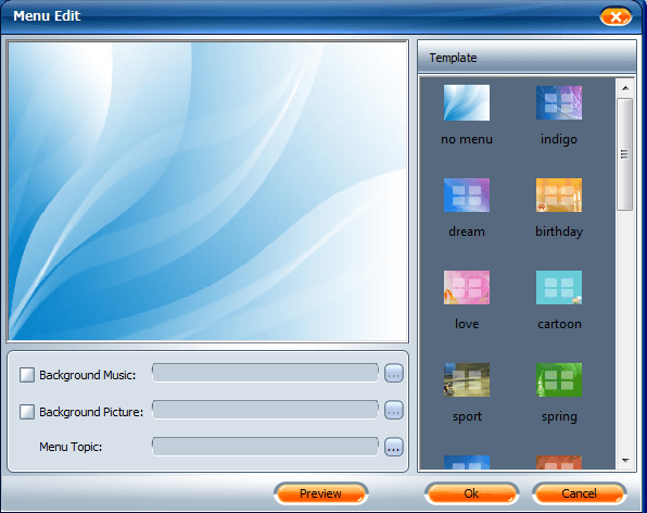 Xilisoft MPEG to DVD Converter 3.0 : Menu Edit
