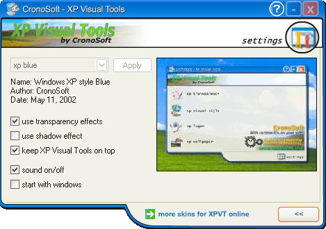 XP Visual Tools 1.8 : Settings