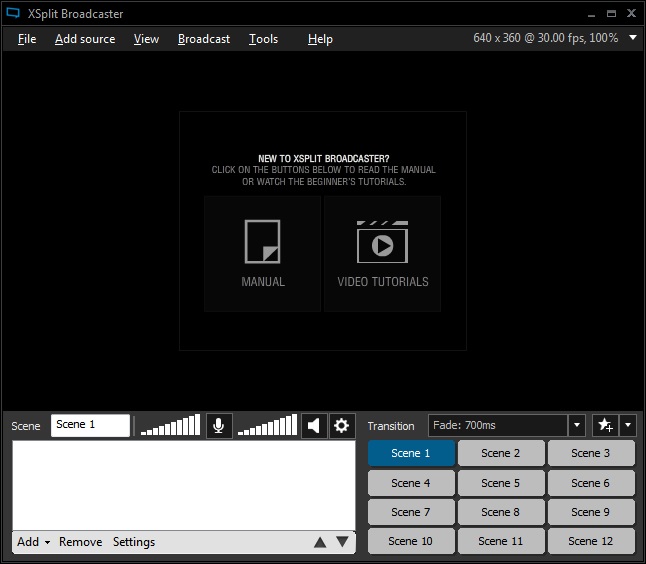 XSplit Broadcaster 2.5 : Main window