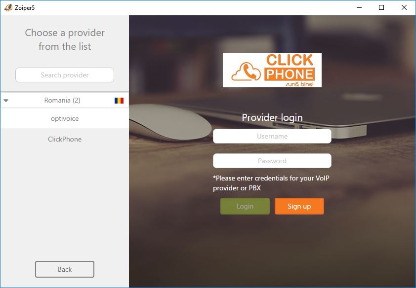 Zoiper 5 5.2 : Main Window.