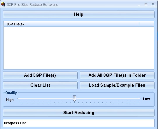 3GP File Size Reduce Software 7.0 : Main window