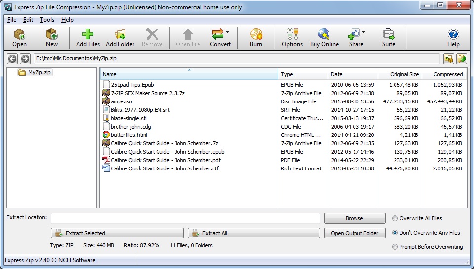 Express Zip File Compression 2.4 : View and Edit ZIP File