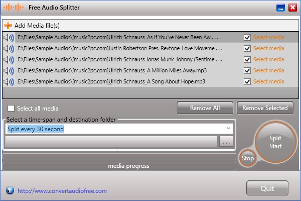 Free Audio Splitter 1.0 : Add Media Files