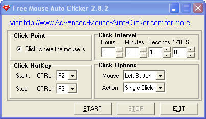 Free Mouse Auto Clicker 2.8 : Main window