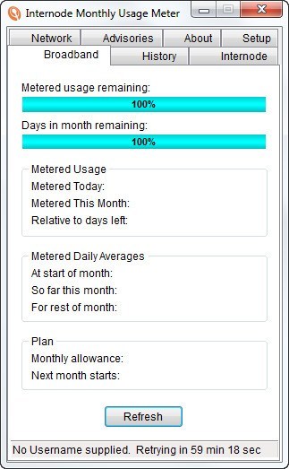 Internode Monthly Usage Meter 8.6 : Main Window