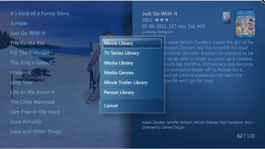 My Movies for Windows Media Center 4.0 : Main window