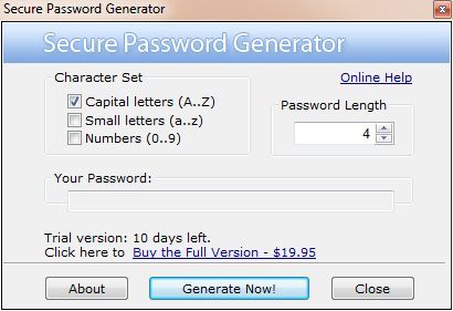 Secure Password Generator 2.2 : Main Window