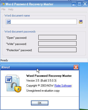 Word Password Recovery Master 3.5 : Main window
