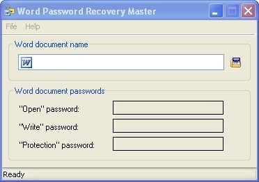 Word Password Recovery Master 3.6 : Main window