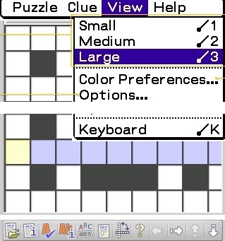 BeCrossword for PalmOS 2.0 : Main window