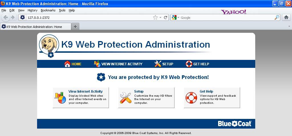 Blue Coat® K9 Web Protection 4.3 : Main window