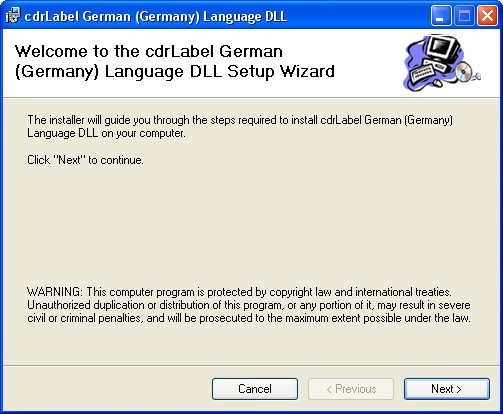 cdrLabel German Language DLL 7.1 : Installation Window