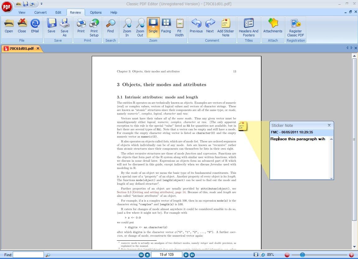 Classic PDF Editor 12.0 : Adding a Sticker Note