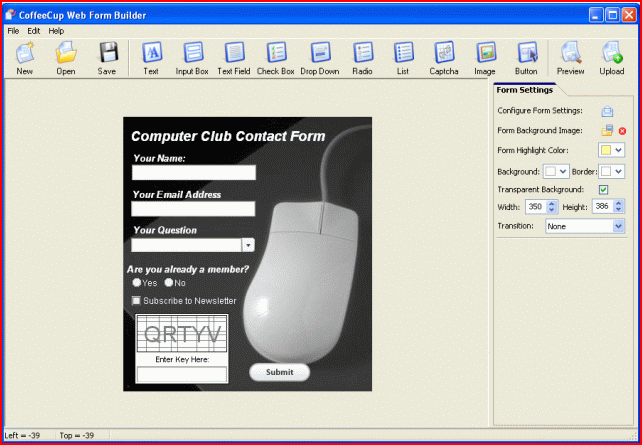 CoffeeCup Web Form Builder 5.0 : general view