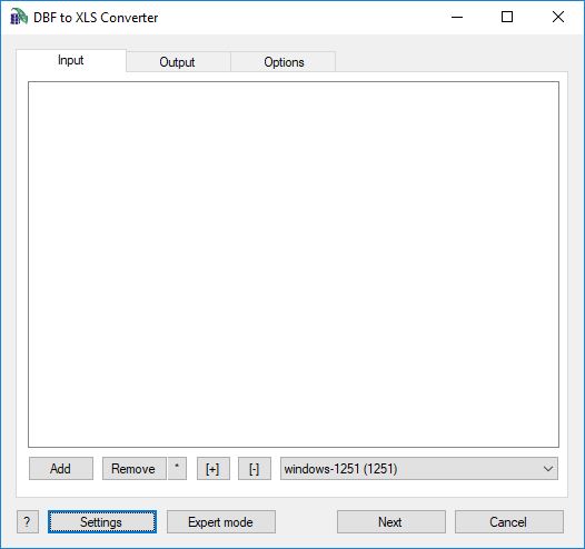 DBF to XLS Converter 3.4 : Main Window