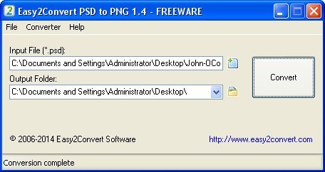 Easy2Convert PSD to PNG 1.4 : Main Window