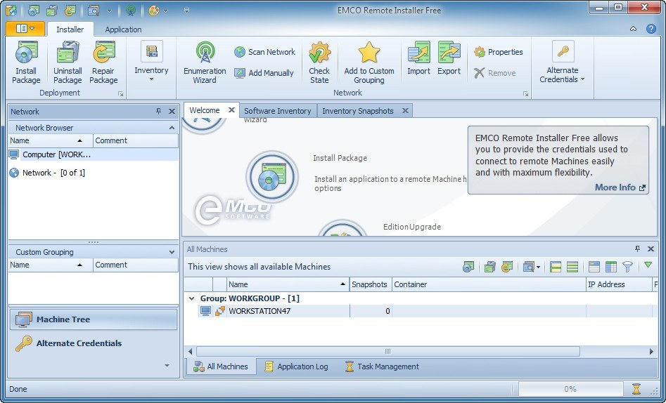EMCO Remote Installer Free 4.0 : Main window