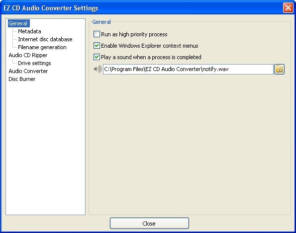EZ CD Audio Converter 1.0 : Preferences Window