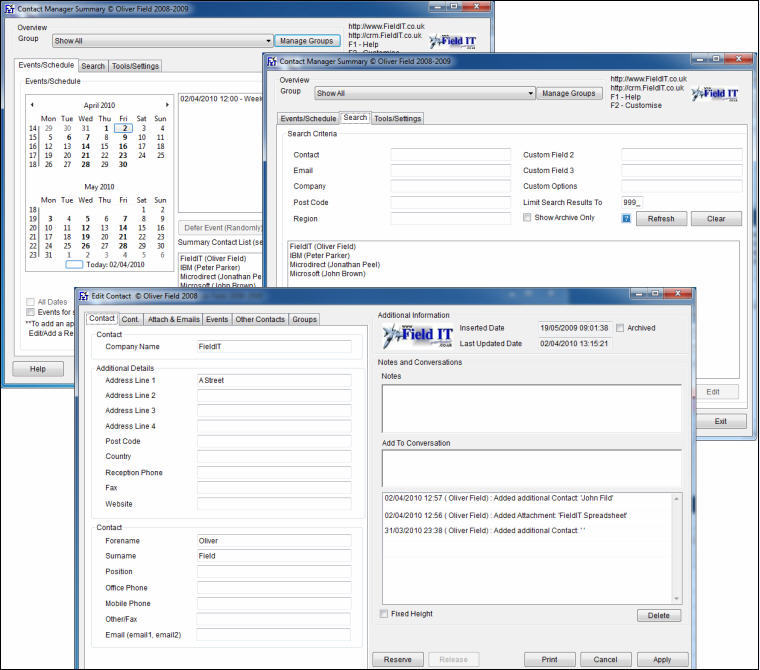 FieldIT Manager Database 3.3 : Main window