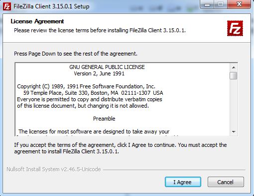 FileZilla Client 3.8 : Setup Window