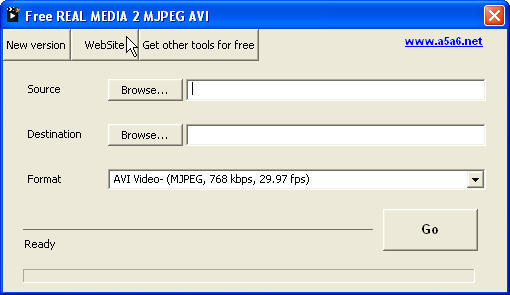 Free REAL MEDIA 2 MJPEG AVI 1.6 : Main window