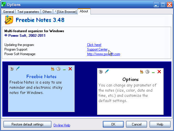 Freebie Notes 3.4 : Main window