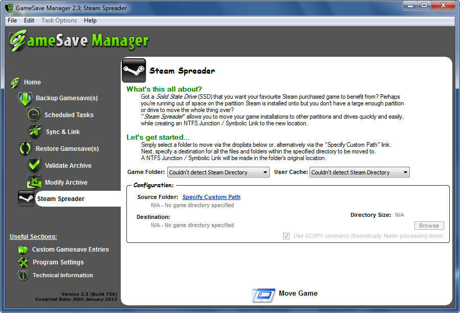 GameSave Manager 2.3 : Steam Spreader