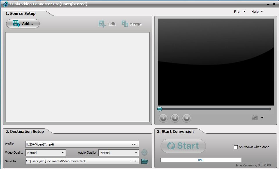 iFunia Video Converter Pro 2.9 : Main window