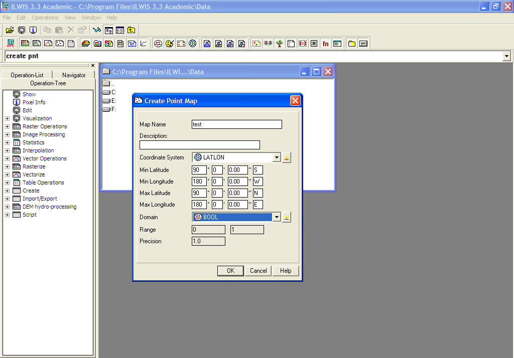 ILWIS Academic 3.3 : Create Map Window