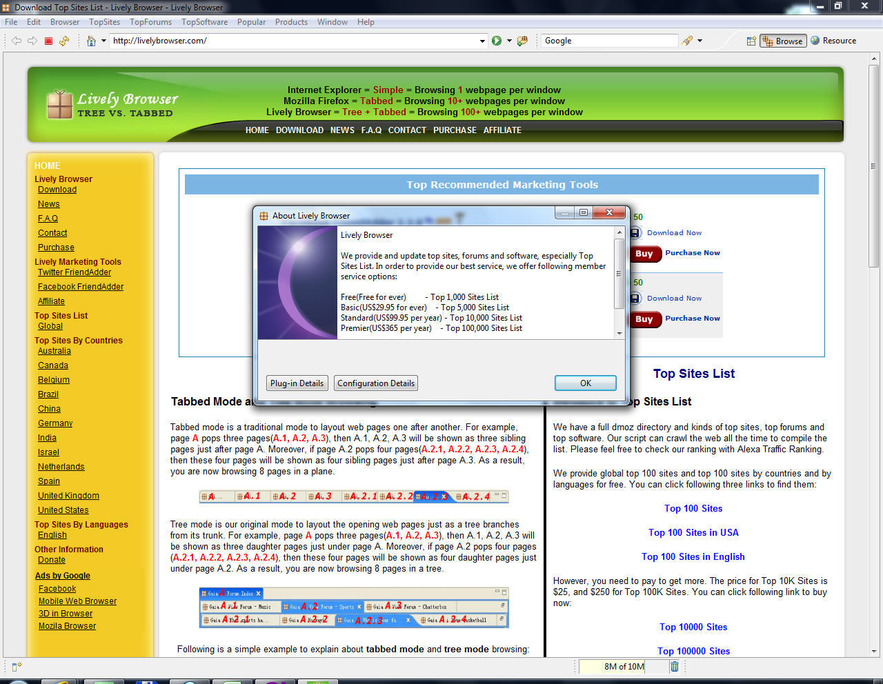 Lively Browser 4.4 : Main window