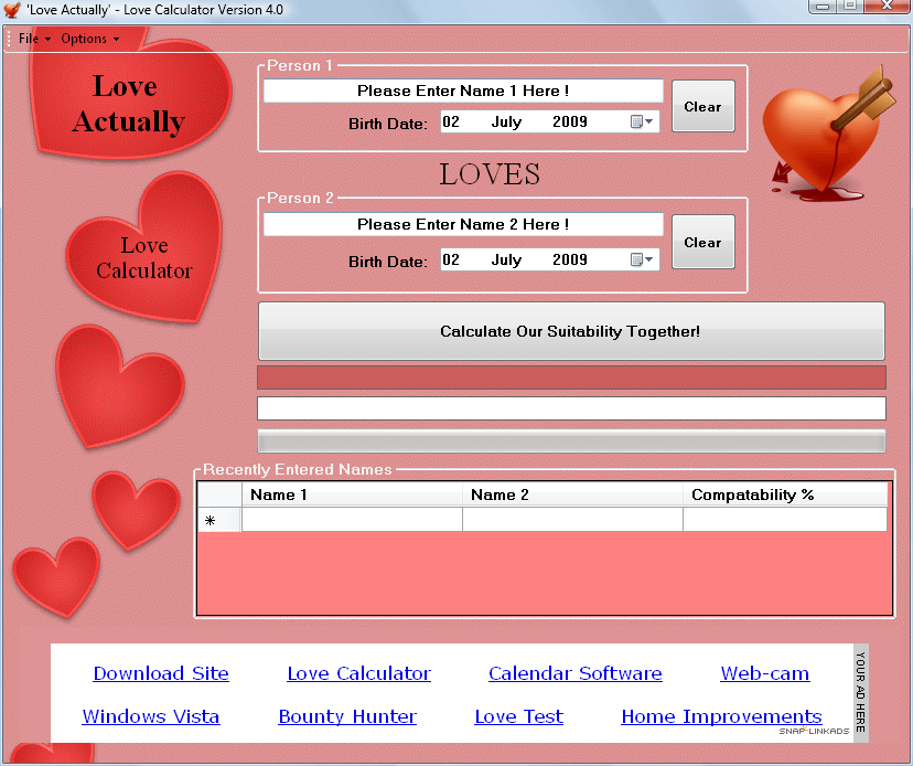 'Love Actually' - Love Calculator 4.0 : Main