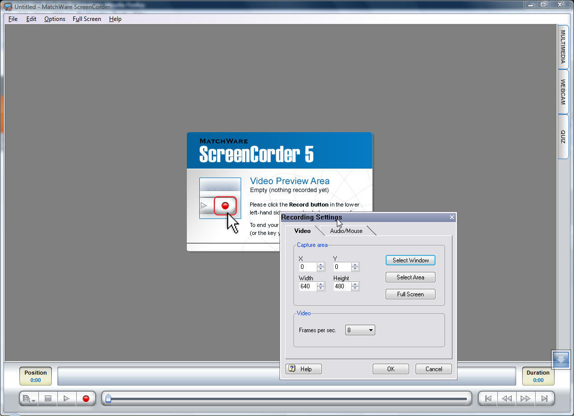 MatchWare ScreenCorder 5.0 : Default Interface