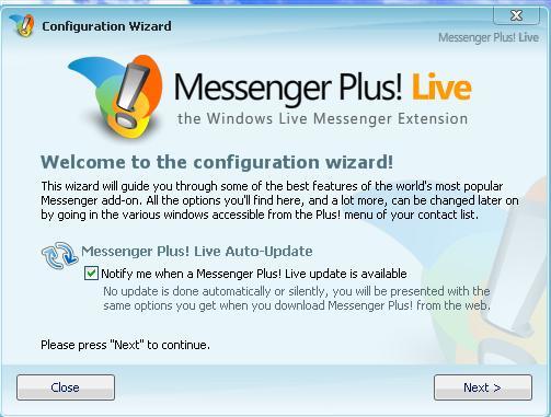 Messenger Plus! Live 4.8 : Welcome Window
