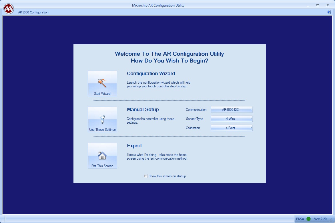 Microchip AR Configuration Utility 2.2 : Main window